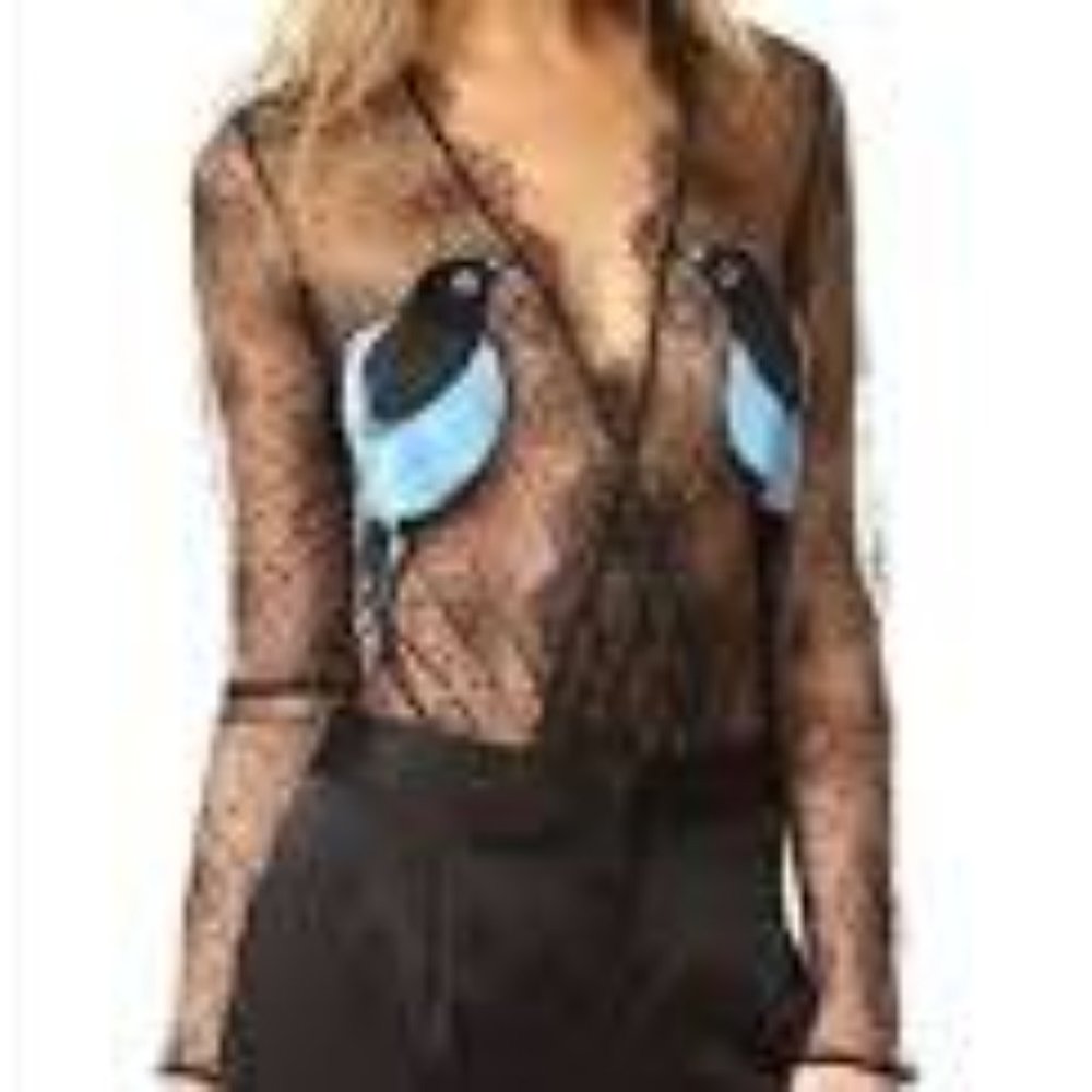 Stunning Morgan Lane Lovebird Jacana Bodysuit Black Lace Bodysuit Size Medium - Picture 3 of 10